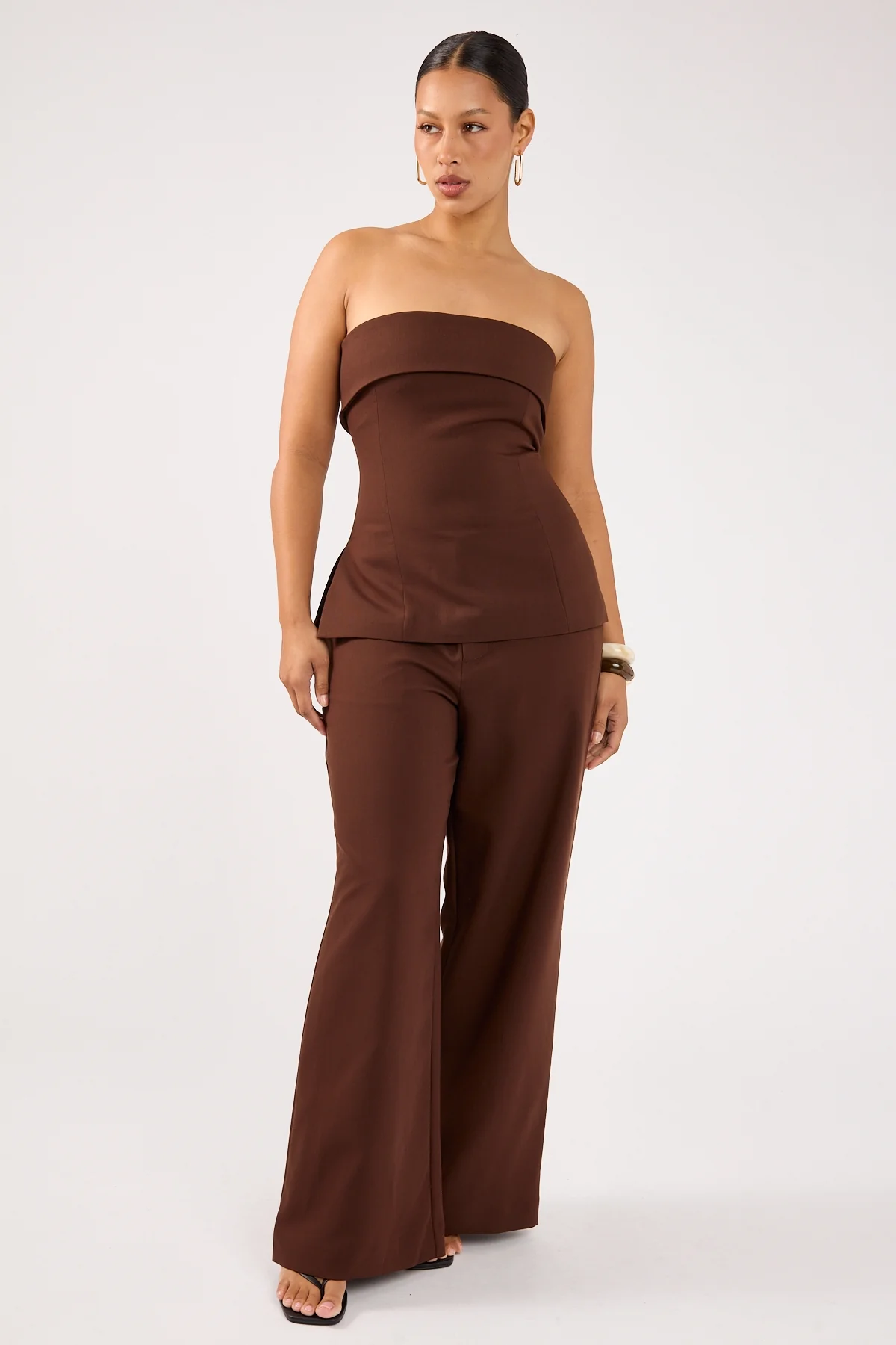 Perfect Stranger Luella Mid Rise Wide Leg Pant Brown
