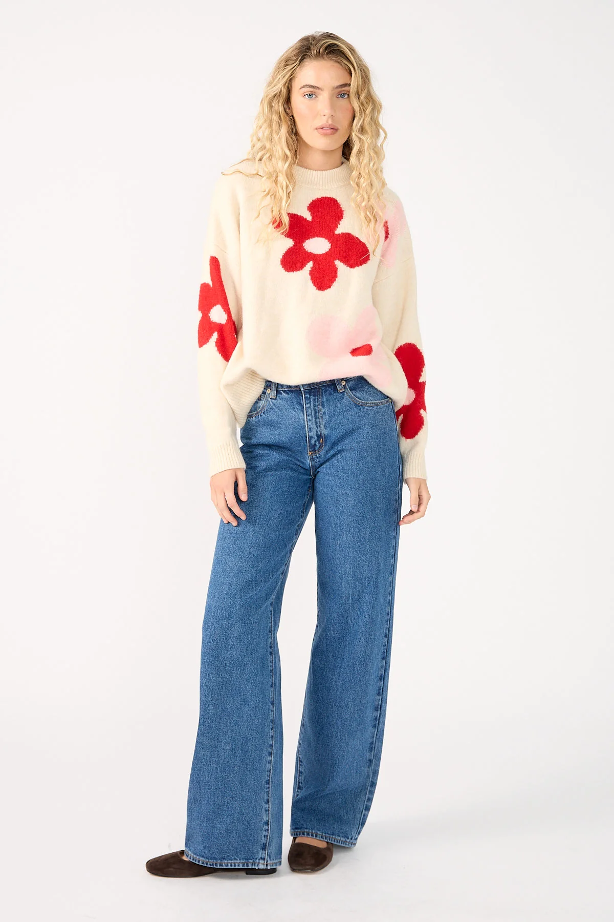 Perfect Stranger Posey Floral Knit Jumper Cream Print