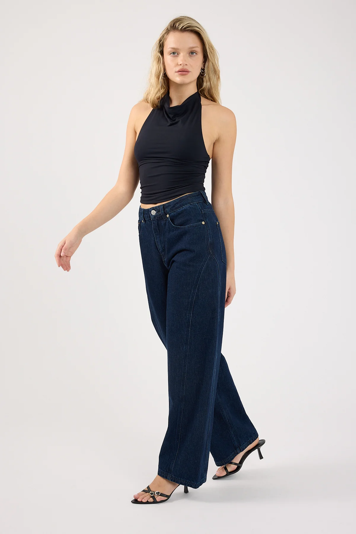 Perfect Stranger Mid Rise Barrel Jean Indigo Denim