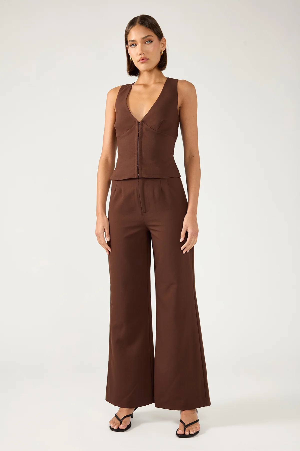 Perfect Stranger Linear Luca High Waist Pant Brown