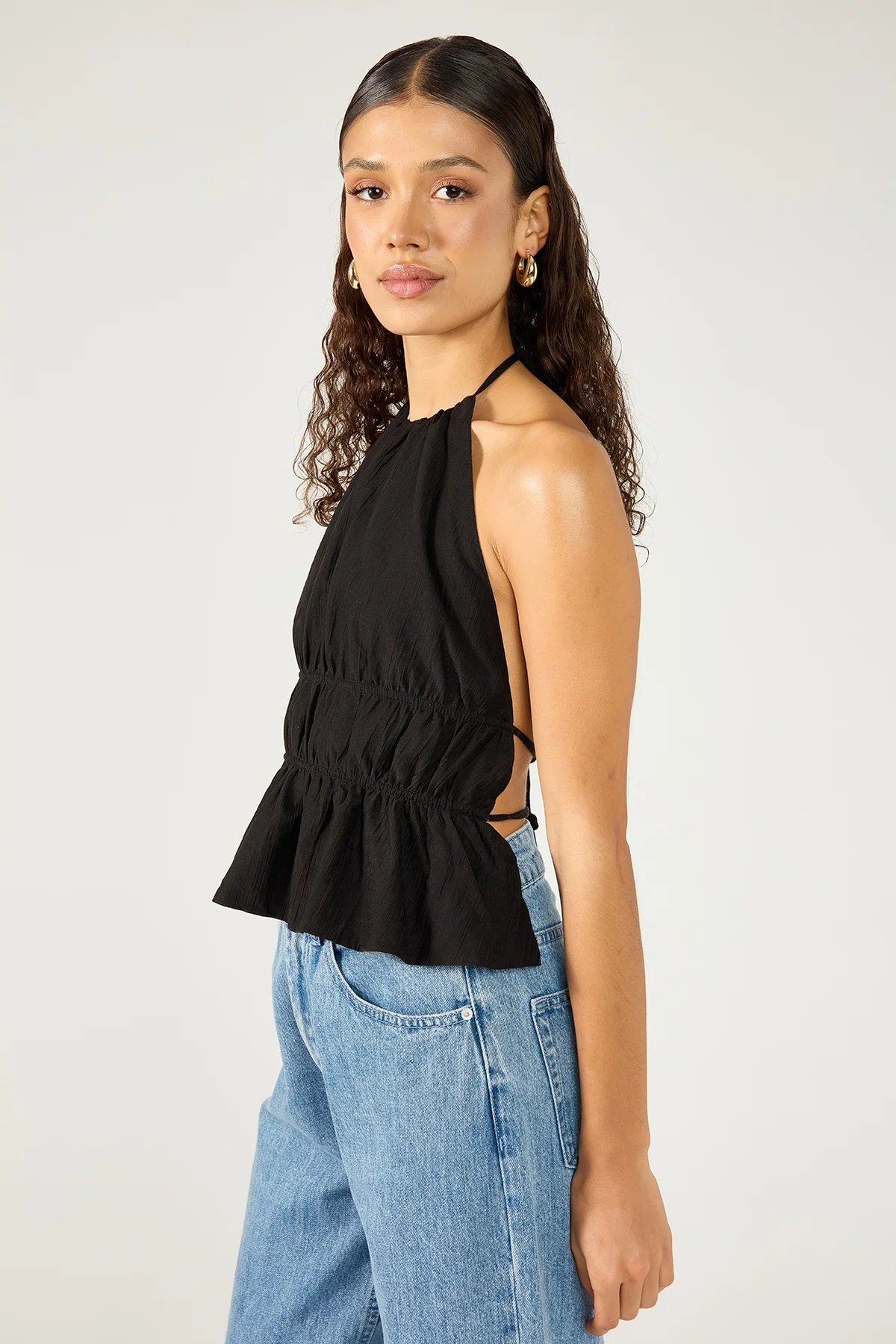 Perfect Stranger Marybelle Halter Open Back Top Black