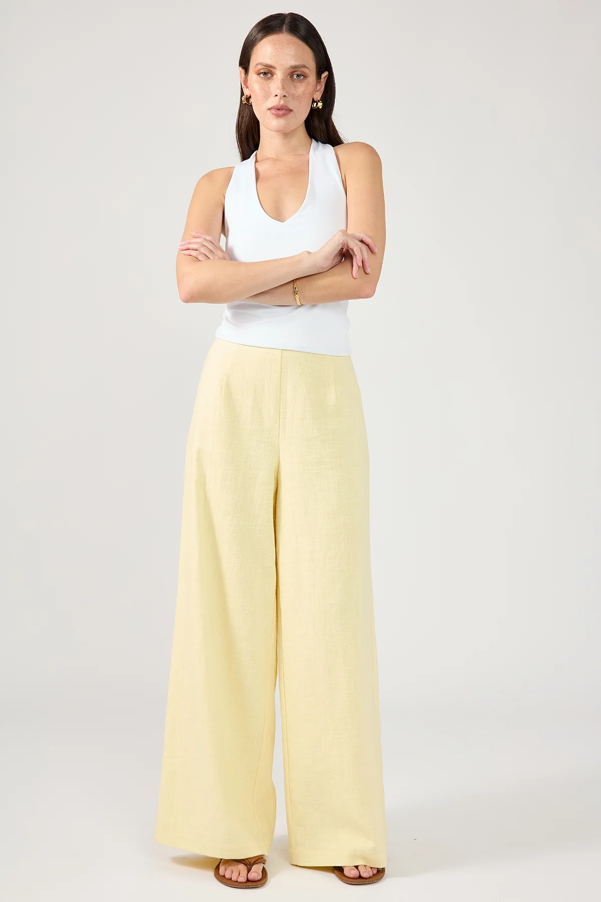 Perfect Stranger Menorca Linen Pants Lemon