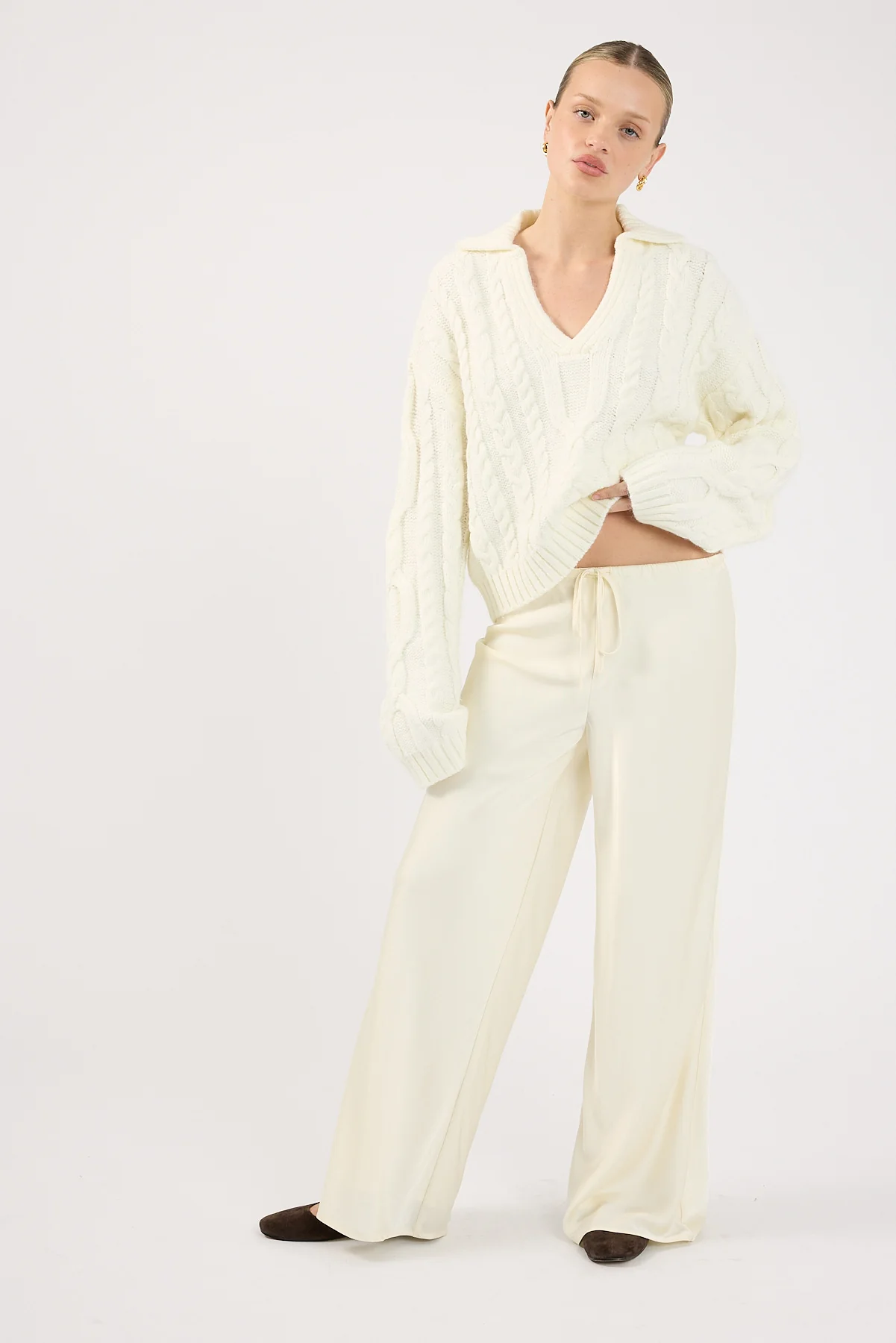 Perfect Stranger Cohen Cable Knit Jumper Cream