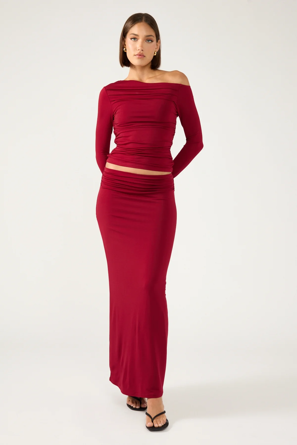 Perfect Stranger Rosh Maxi Skirt Burgundy