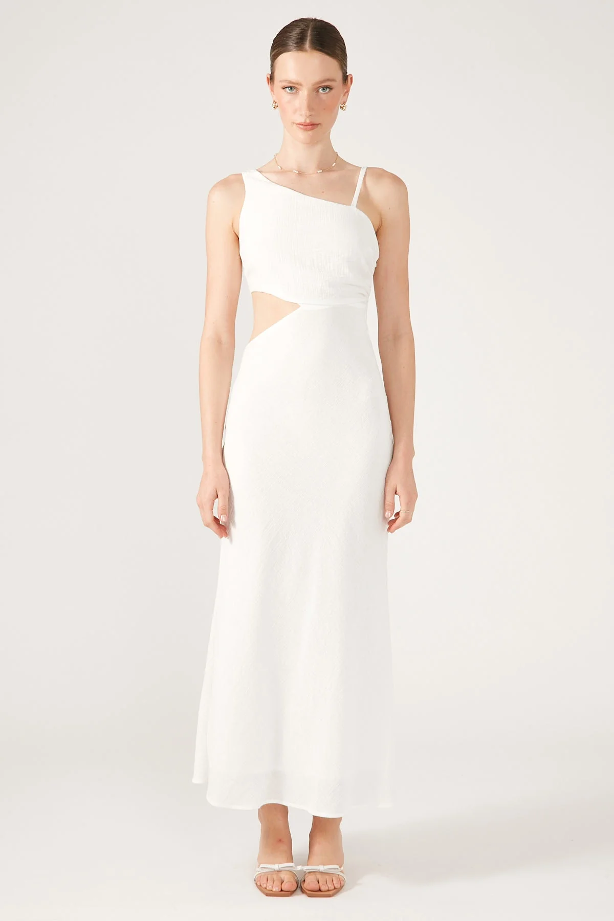 Perfect Stranger Golden Hour Textured Midi Dress White