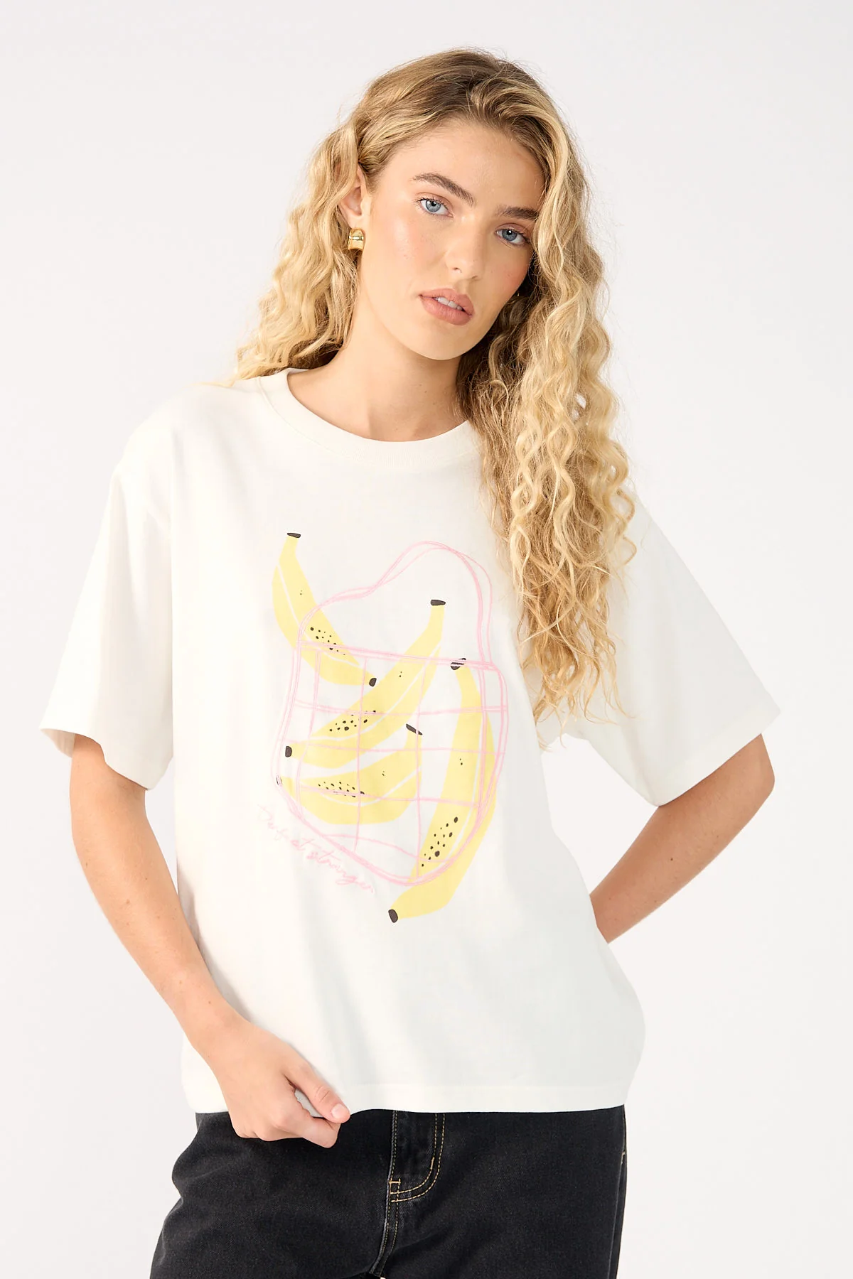 Perfect Stranger Cool Bananas Oversized T-Shirt Cream/Yellow