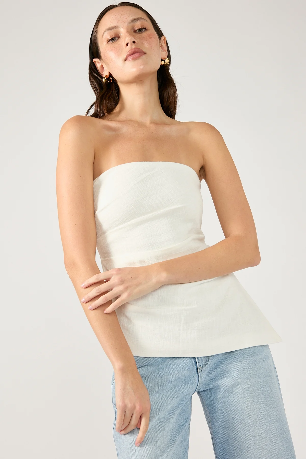 Perfect Stranger Menorca Strapless Asymmetrical Top White