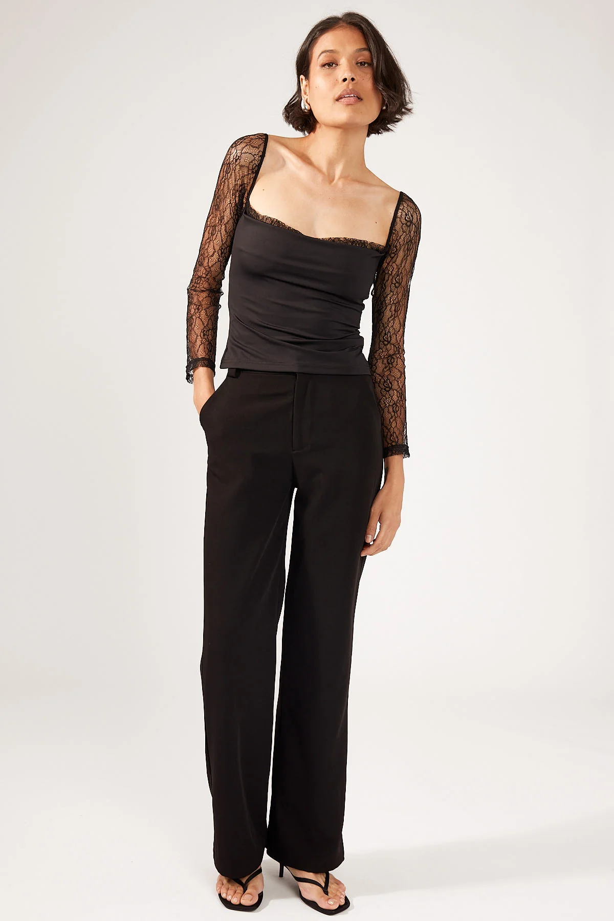 Perfect Stranger Jenna Mesh Long Sleeve Top Black