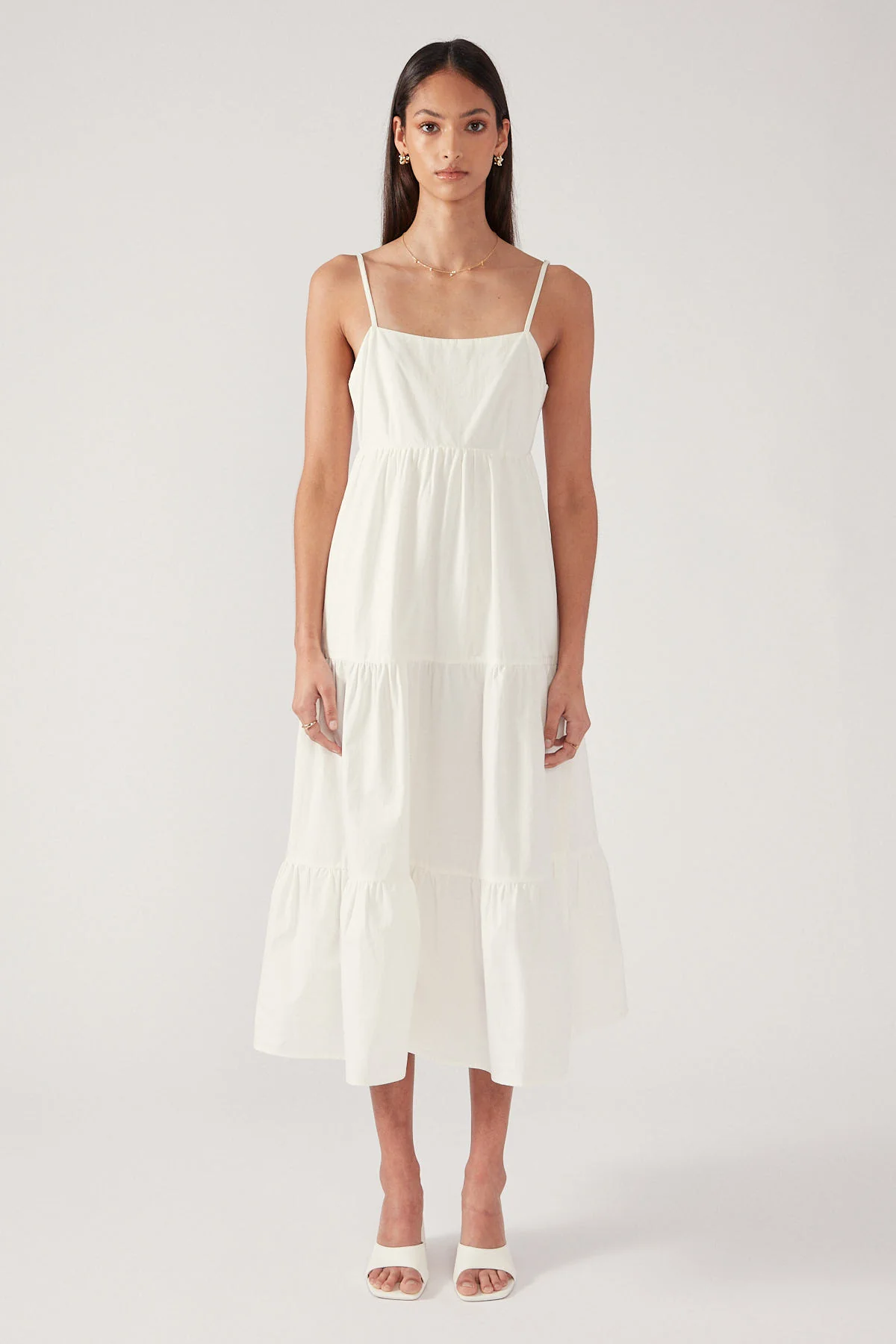 Perfect Stranger TIERED OPEN BACK MIDI DRESS Cream