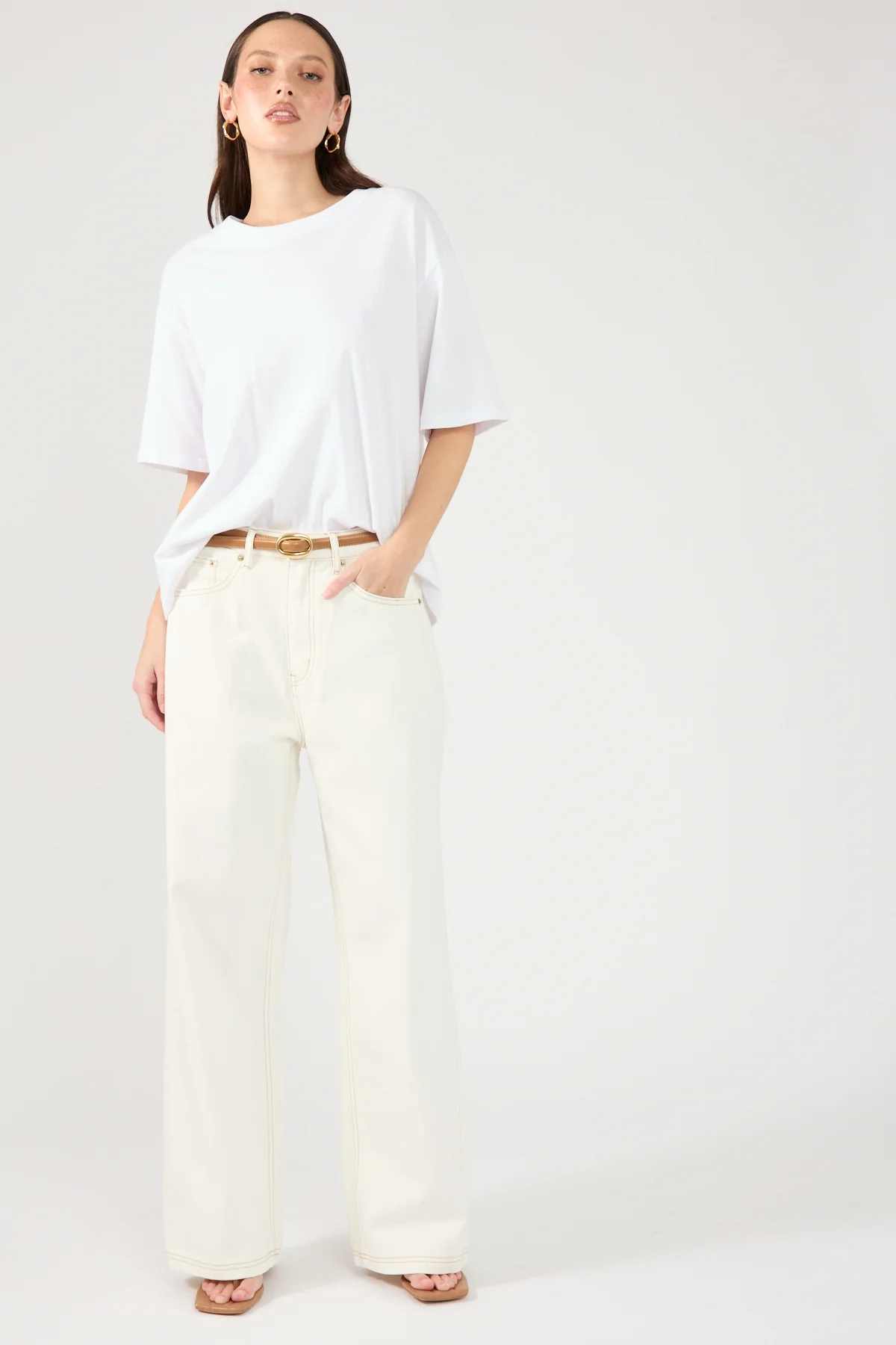 Perfect Stranger Mid Rise 90's Slouch Jean Ecru