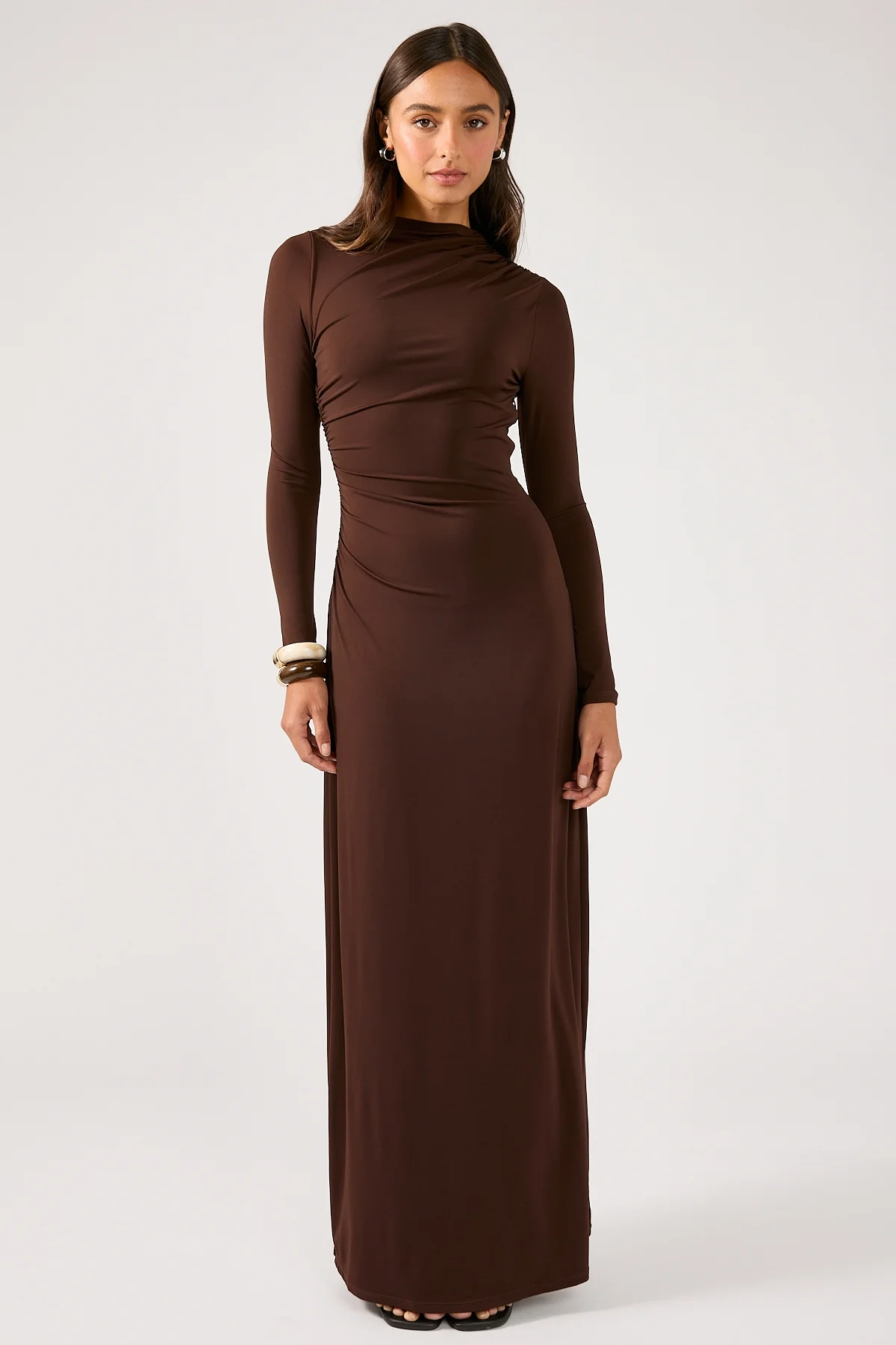 Perfect Stranger Rosie Long Sleeve Maxi Dress Brown