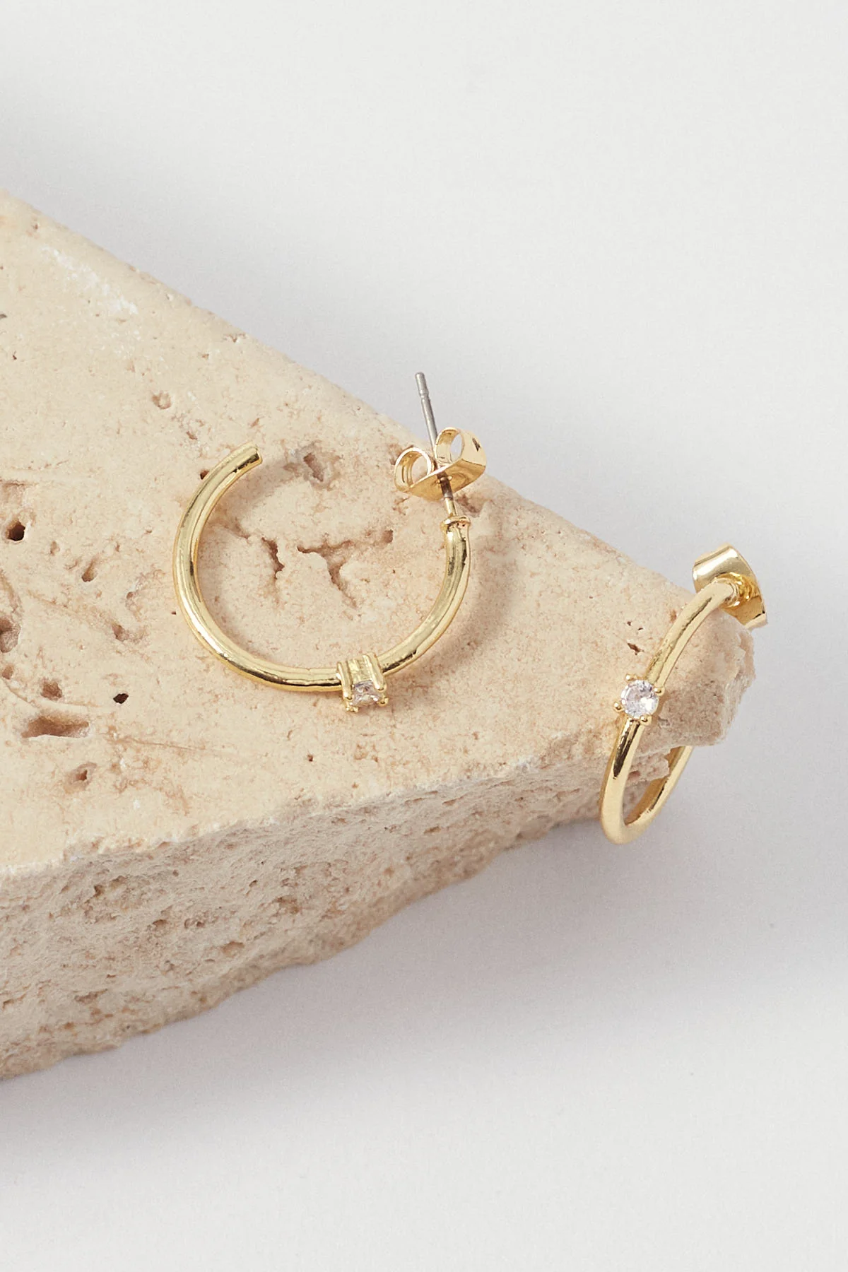 Perfect Stranger Diamonte Insert Hoop Earrings 18K Gold Plated