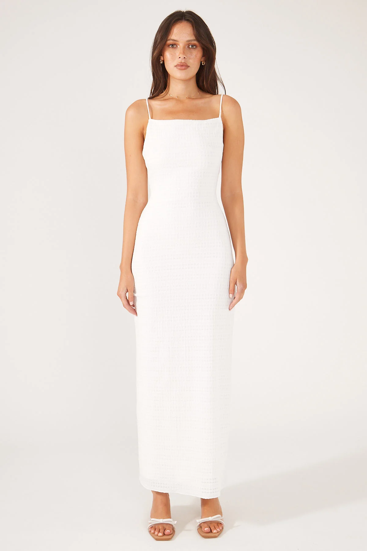 Perfect Stranger Chateau Lace Up Back Midi Dress White