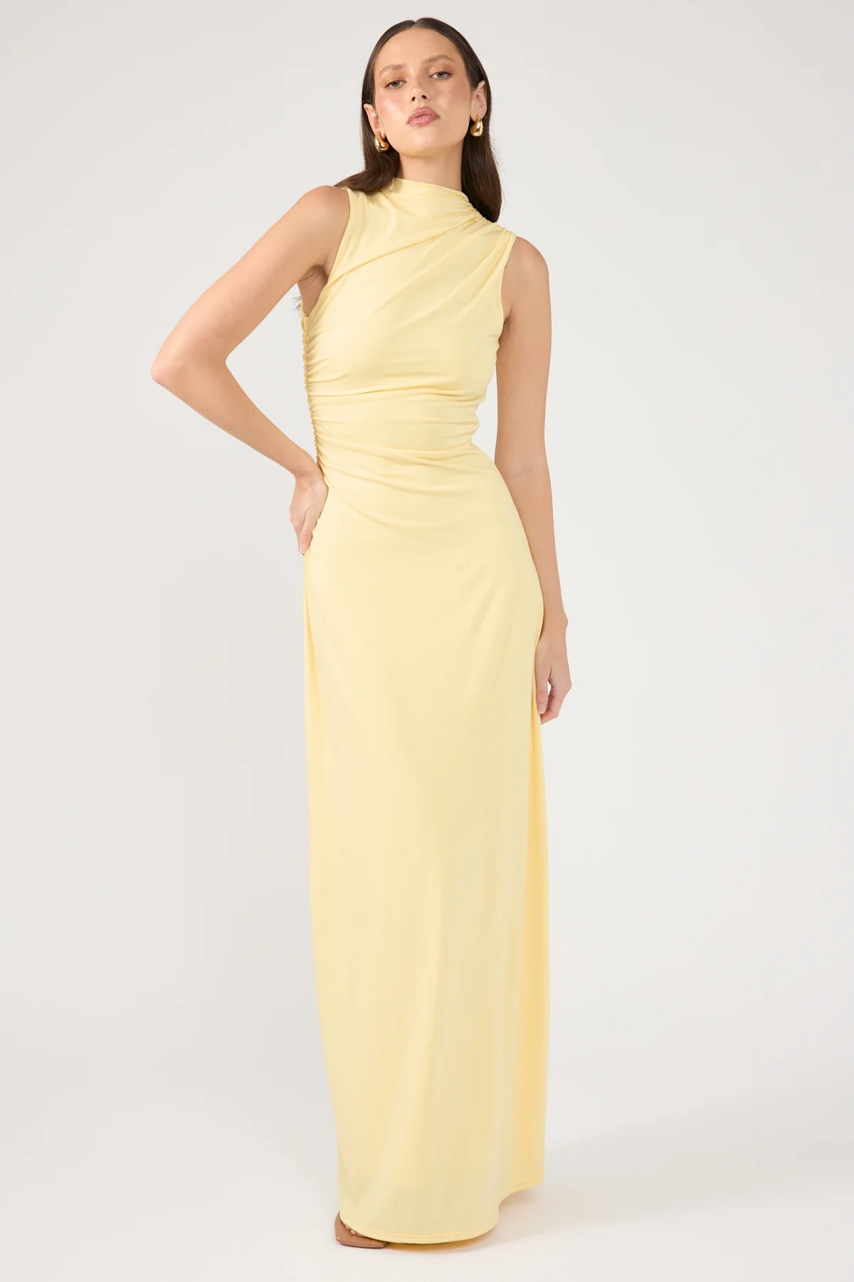 Perfect Stranger Rosewood High Neck Maxi Dress Lemon