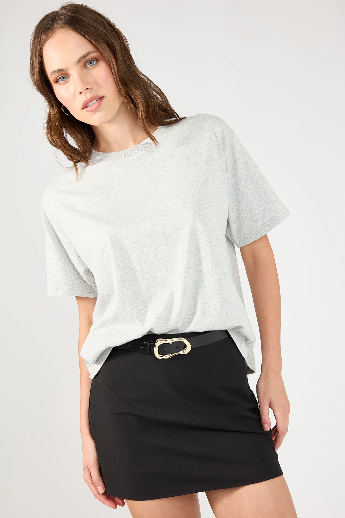Perfect Stranger Oversized Basic Tee Grey Marle