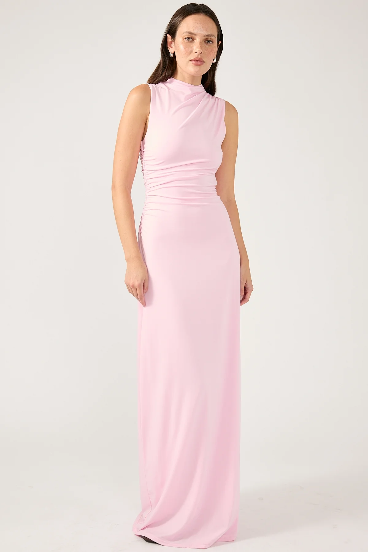 Perfect Stranger Rosewood High Neck Maxi Dress Pink