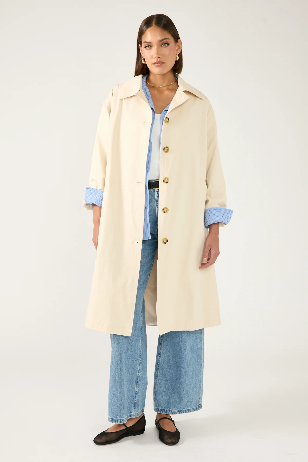 Perfect Stranger London Collar Trench Coat Stone